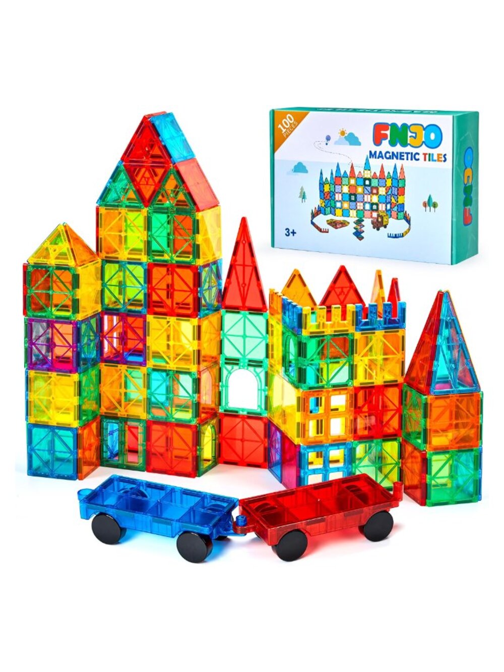 100pc Magnetic Tiles STEM Building Blocks Toy Set for Kids